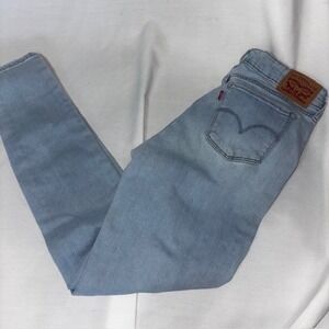 Levi's 711 Skinny Jeans Size 28 Light Wash Distressed Stretch Denim High Rise